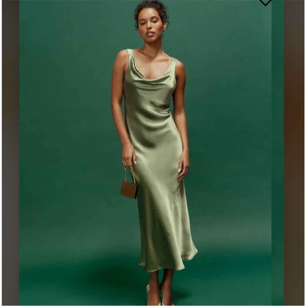Elegant Green Satin Dress